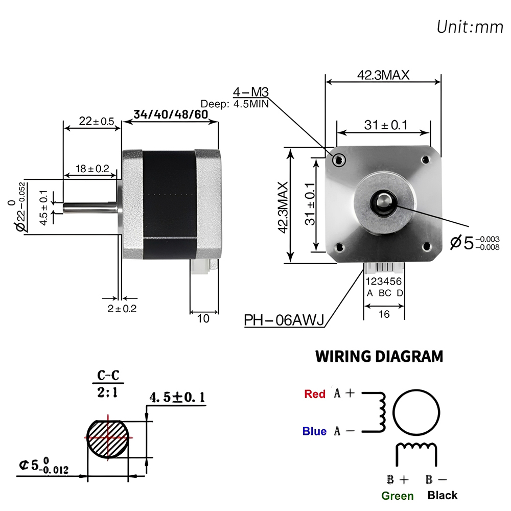 Moteur pas à pas Nema 17 42mm  - 3D Printing Maker avis et prix